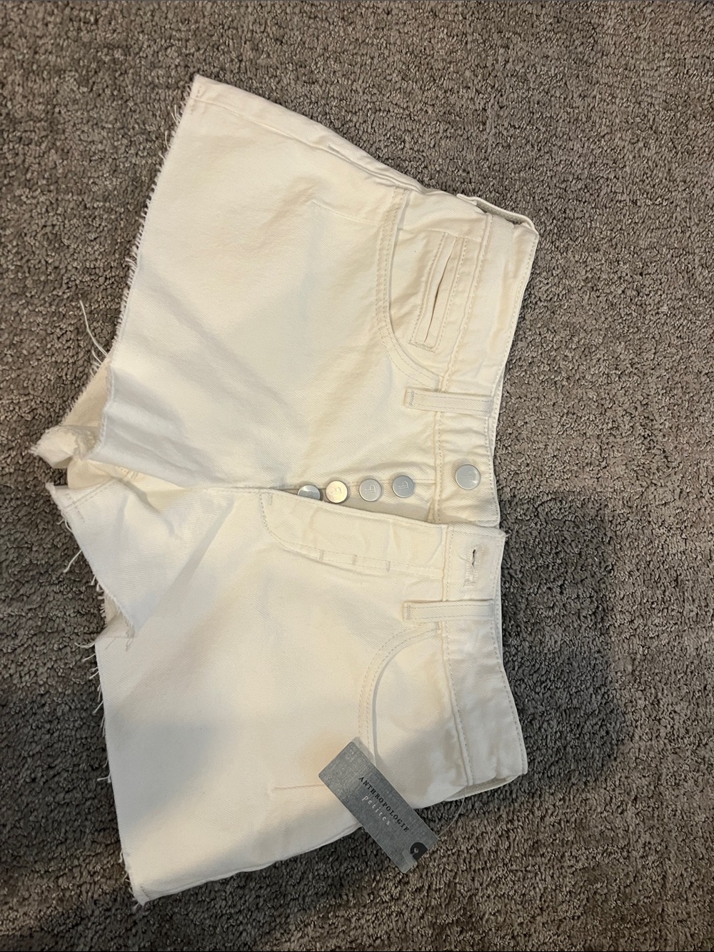 Anthropologie White High-Rise Button-Front Denim Shorts